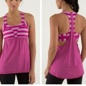 LULULEMON 2-In-Run Pink Bra Athletic Loose Tank